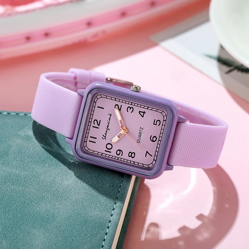 Silicone Band Women - Moda retângulo dial senhoras relógio de