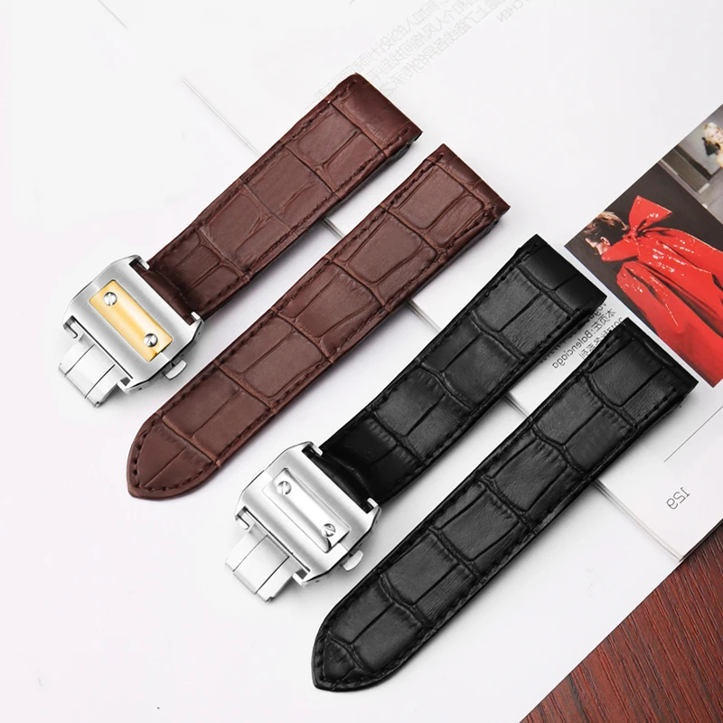 Cartier Watch Santos - Pulseira de relógio de couro de