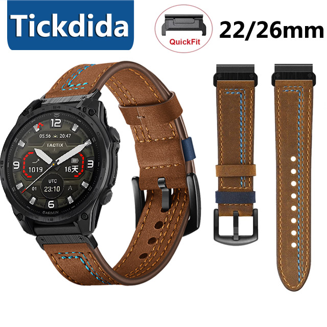 Leather Strap Quick Release - Pulseira de couro genuíno de 22mm